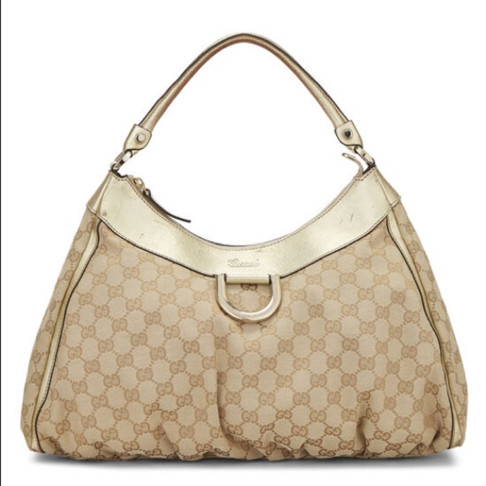 Gucci | GG Canvas D Ring Leather Gold Abbey shoulder bag